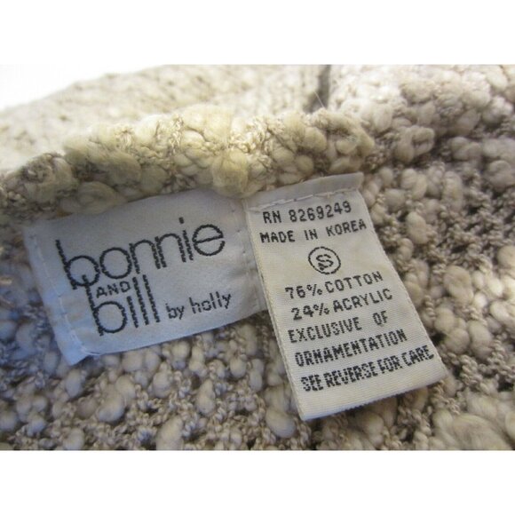 BONNIE & BILL by Holly ecru sweater top pearl lace V Neck Women S VINTAGE - Picture 6 of 6